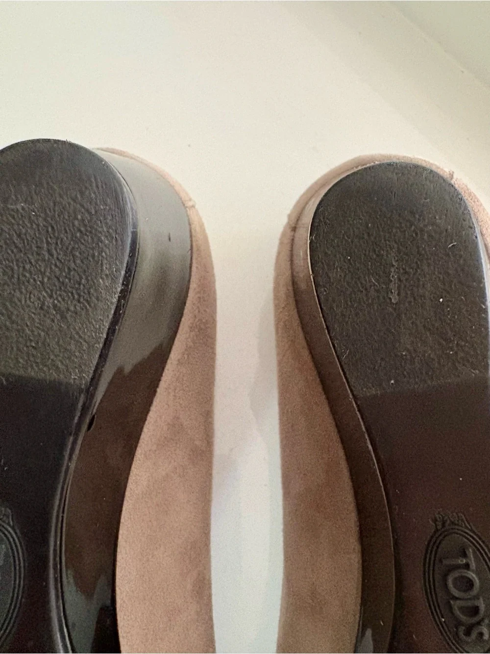 Tod's Taupe Suede Wedge Pumps with Black Heel